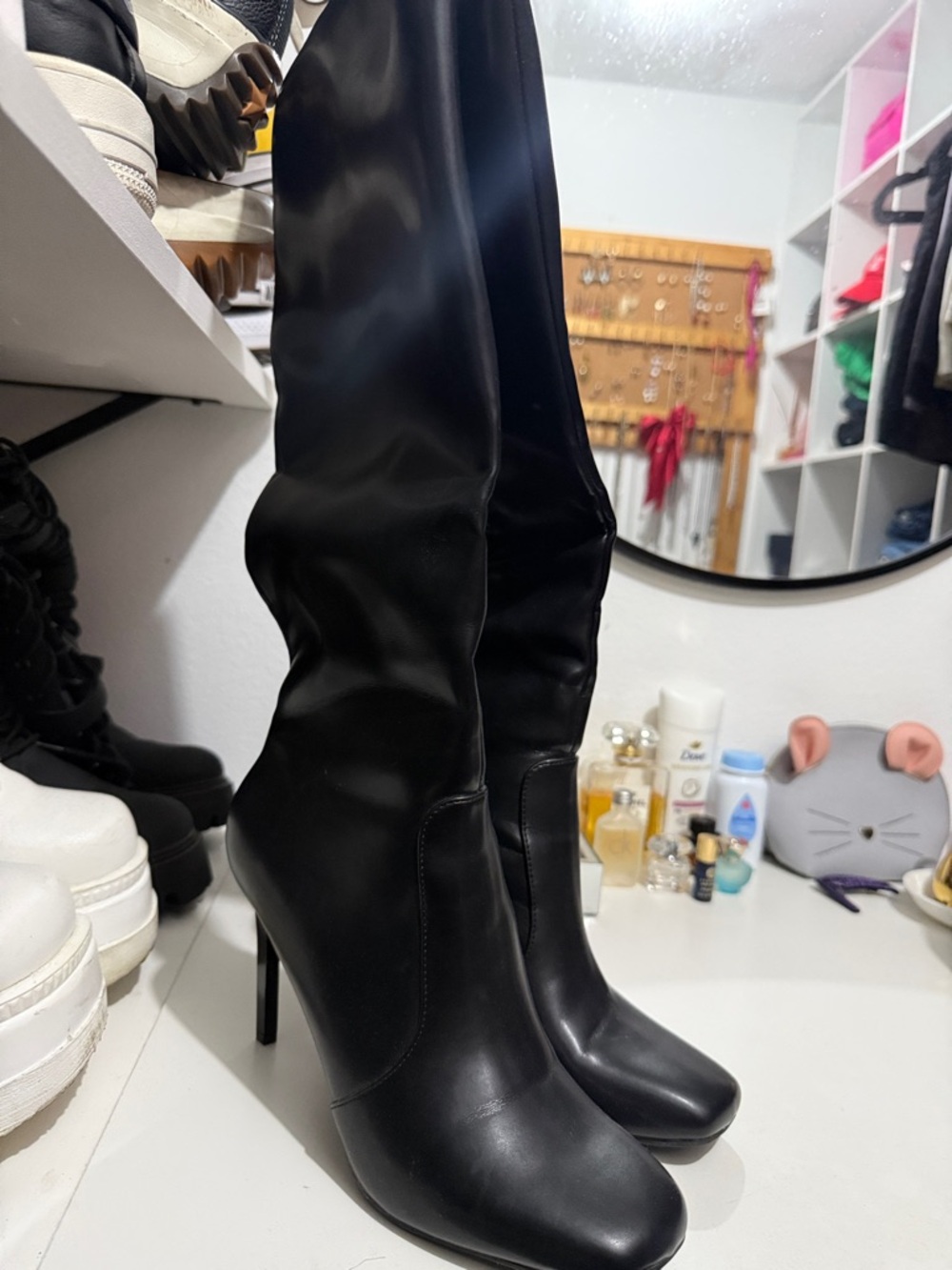 INC International Concepts Black Over-the-Knee Stiletto Boots